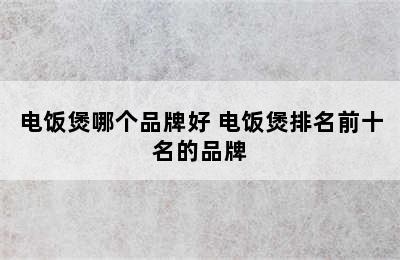 电饭煲哪个品牌好 电饭煲排名前十名的品牌